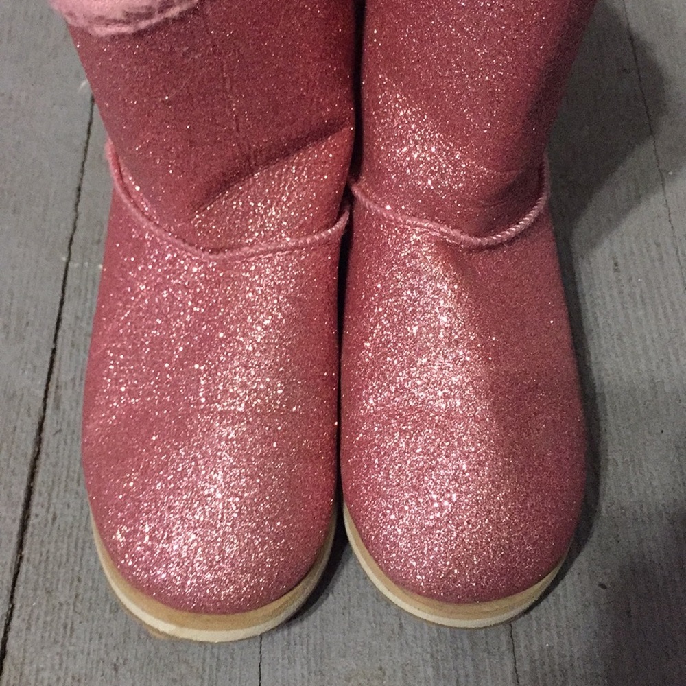 Pink glittery boots.